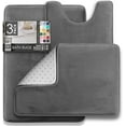thumbnail image 2 of Clara Clark 3 Piece Bathroom Rugs Bath Mat Set, Velvet Memory Foam Bath Mats for Bathroom - Non-Slip, PVC Backing Bath Rugs, Washable - Dries Quickly, Grey, 2 of 8