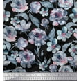 thumbnail image 1 of Soimoi Silk Fabric Leaves,Periwinkle & Rose Floral Decor Fabric Printed Yard 42 Inch Wide, 1 of 3