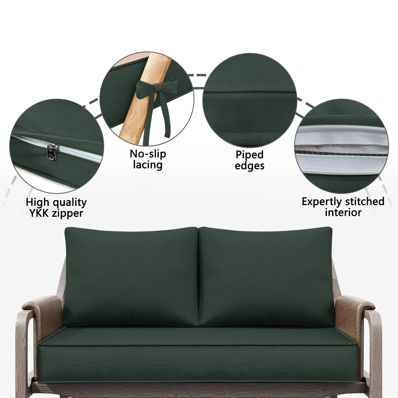 Outdoor Loveseat Cushion Set, 48 x 24, Water Repellent, Fade Resistant, Couch love seat
