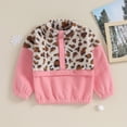 thumbnail image 2 of Fortune 2-7 Years Girls Sweatshirt Children Long Sleeve Stand Collar Leopard Print Patchwork Pullover, 2 of 8