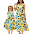 thumbnail image 5 of WRKEKC Dresses for Girls Flutter Sleeve Ombre Floral Print Pleated Fabric Waist Tie Swing Casual Summer Dress For Girls 3-10 Years, 5 of 5