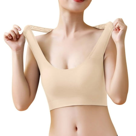 

Puawkoer Womens Beauty Back Underwear Big Chest Show Small Thin Bra Seamless No Steel Ring Bra Gather Vest Bra Clothing Shoes & Accessories M Beige