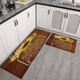 thumbnail image 3 of Kitchen Rugs and Mats Non Skid Washable Sunflower Wood Colored Flowers Kitchen Mat and Rug Set,Floor Cushion Waterproof Rug,Rubber Backed Area Rugs for Kitchen Laundry, 3 of 7