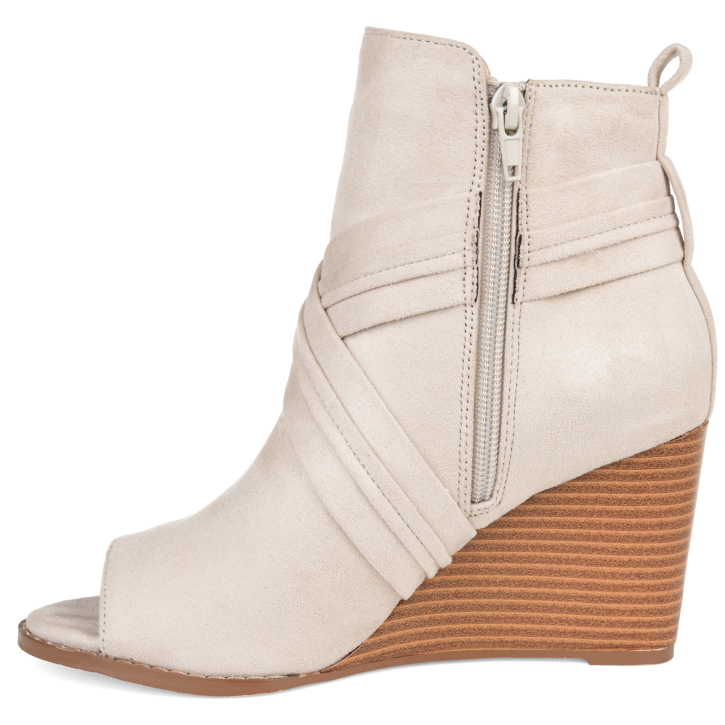 Journee Womens Sabeena Inside Zip Open Toe Wedge Booties