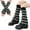 Black and gray, variant on Japanese Styles Leg Arm Warmers Knitted Socks 80s Costume Accessory Punk Gloves Socks for Women and Girls