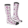 thumbnail image 3 of Picia Women Crew Soft Moisture-wicking Socks Violets Flowers Pattern Design Cotton Socks, One Size fit All, 3 of 9