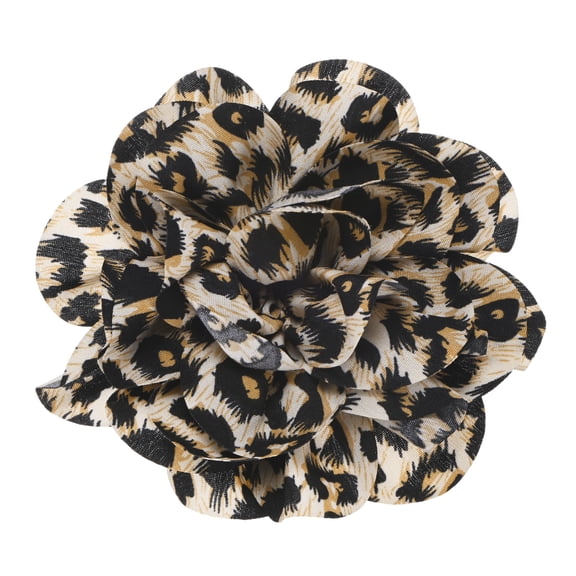 Uxcell Leopard Rose Flower Brooches for Women, Fabric Big Rose Hair Flowers Clips for Wedding [10cm, Beige]