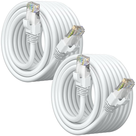 Maximm Cat 6 Ethernet Cable 30 ft (2-Pack) - High-Speed LAN Cable, Internet Cable, Patch Cable, and Network Cable - UTP, 10Gbps, 550MHz Cat6 Cable - White