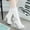 White, variant on Herrnalise Women's Plus Size Fashion Waterproof Wlatform Thick Heel Boots Lace Up Boots Sales !