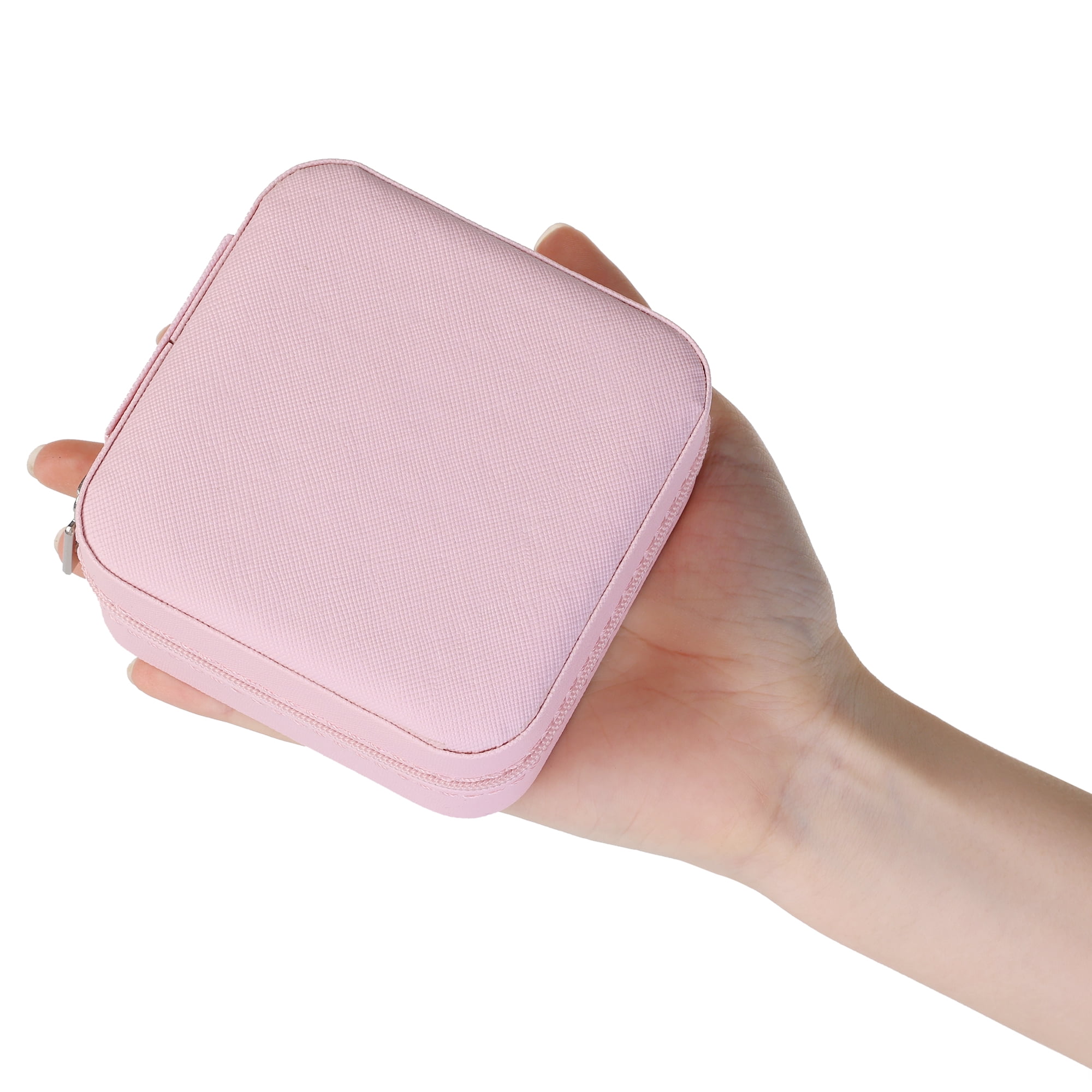 Unique Bargains Jewelry Box Small PU Leather Jewelry Organizer Case Storage Display Holder Pink