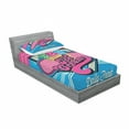 thumbnail image 3 of Ambesonne Vintage Fitted Sheet & Pillow Sham Set, Ice Cream Illustration, Queen, Blue and Hot Pink, 3 of 3