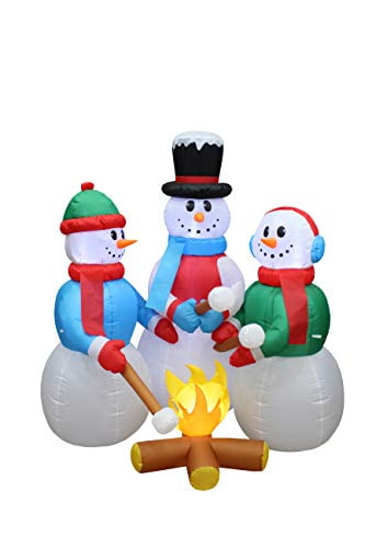 5 Foot Tall Huge Christmas Inflatable Snowmen Snowman Campfire Camping