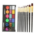 thumbnail image 1 of Kit de pintura facial y corporal de 18 colores con 10 pinceles para maquillaje de Halloween Mezcla de 18 colores, 1 of 8