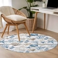 thumbnail image 4 of Ocean Coastal Round Area Rug 4Ft Washable Circle Rugs for Bedroom Dining Room, Ocean Nautical Coral Shells Wooden Grain Non-Slip Carpet Floor Mats Indoor Outdoor Carpet Runner Aesthetic Home Decor, 4 of 8