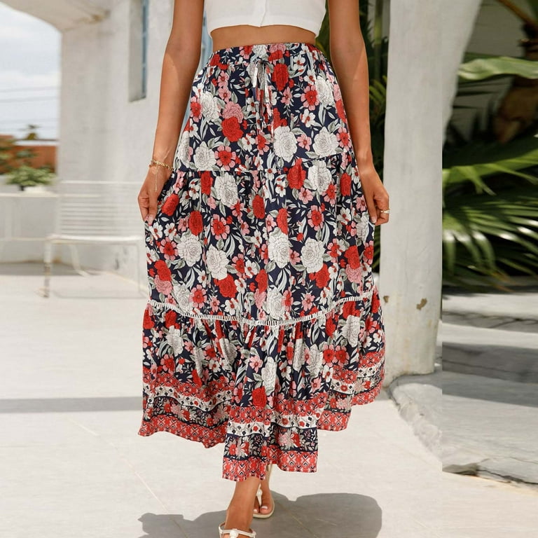 【特別セール品】 Summer 2023 Women Clearance Floral Dress Skirts Long Spring Clothing