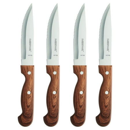 Farberware Classic 4-piece Jumbo Dual Riveted Wood Inspired Steak Knife Set