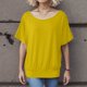 thumbnail image 4 of Camiseta oversize de mujer con mangas murciélago y manga corta - Poliéster, cuello redondo, liso/estampado floral, S-XXL para uso informal/de oficina, 4 of 4