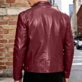 thumbnail image 5 of TaTaai Men's Stand Collar Faux Leather Jacket Loose Fit Zip Up Casual Coat with Pockets Lightweight Outerwear for Daily Spring Autumn, 5 of 9