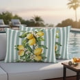 thumbnail image 4 of Aqua Stripes Lemon Outdoor Waterproof Pillow Covers, Spring Botanical Plant Vertical Line Decorative Rectangle Throw Pillowcase Sofa Cushion Sham for Patio/Couch/Chair, 20"x12" 2 Pack, 4 of 8