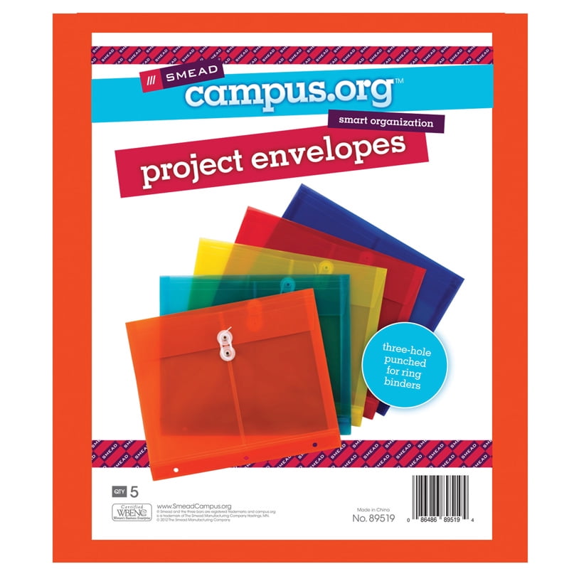 String-Tie Closure 5 per Pack Top Load 1-1/4 Expansion Letter Size 89547 Smead Poly Envelope Red 