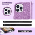 thumbnail image 2 of ULAK Case for iPhone 15 Pro Max Wallet, Kickstand Folio Flip Leather Phone Case with Cards Holder for Apple iPhone 15 Pro Max for Women Girls,Glitter Purple Flora, 2 of 9