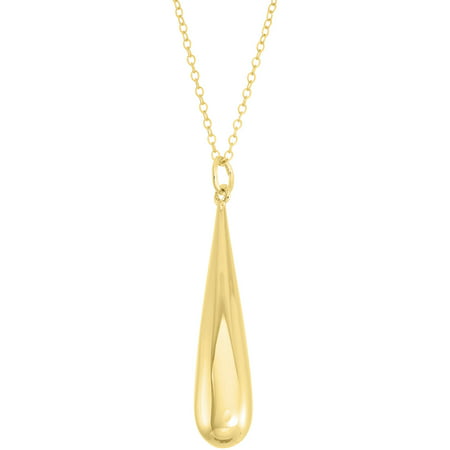 18kt Gold over Sterling Silver 40mm x 9mm Puffed Pear Shaped Pendant, 18