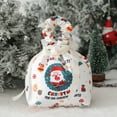 thumbnail image 2 of Christmas Gift Bag – White Cloth Pouch with Bow & Drawstring – Reusable Holiday Candy Bag for Xmas Eve, Party Favors & Festive Table Decorations, 2 of 5