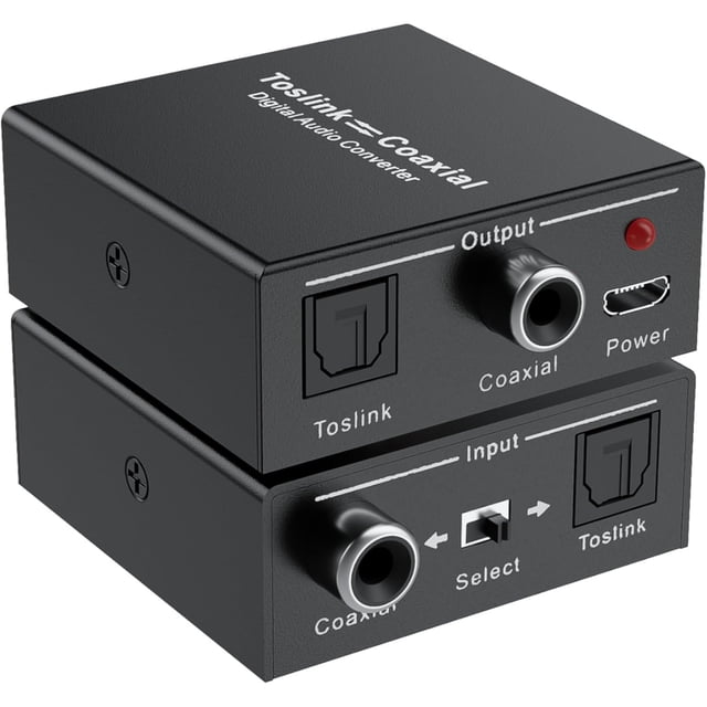 KSRplayer Convertidor de Audio Digital Bidireccional Óptico a Coaxial / Coaxial a Óptico, Adaptador Repetidor de Toslink SPDIF