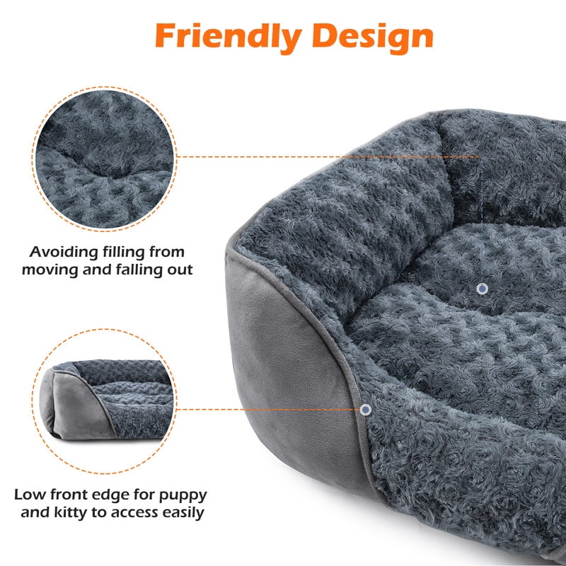 Dog Beds for Medium Sized Dogs, Washable Cozy Rectangle Pet Beds, Dog Couch Bed, Cat Beds with Anti Slip Bottom, Gray, 30"x24"x9"