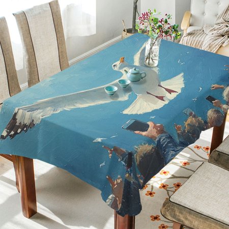 

BZSMCE Square Tablecloth Seagull Flying Painting Pattern Tableclothes