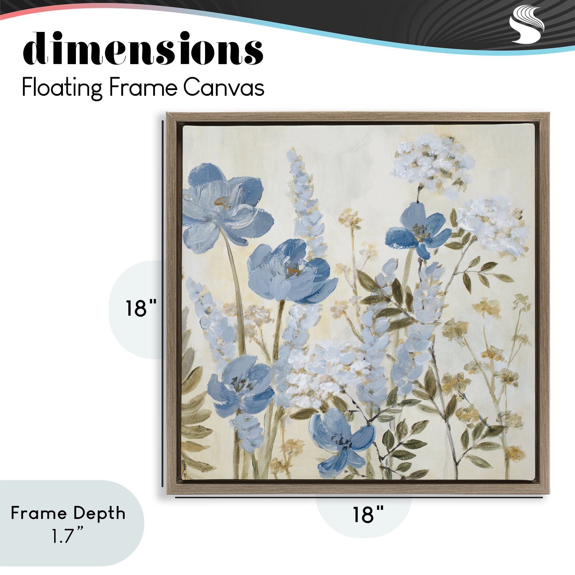 Stupell Industries Peace In The Blue Garden Brown Framed Floater Canvas Wall Art, design by Lanie Loreth