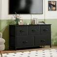 thumbnail image 2 of Eunos Black Wide Drawer Dresser with 5 Fabric Chest of Storage Cabinet Drawers for Living Room, Bedroom, Hallway, 2 of 7