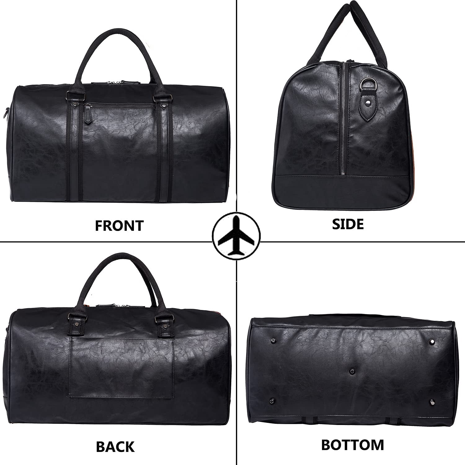 seyfocnia Oversized Duffle Travel Bag Waterproof Leather Weekend Bag Large Carry On Large Carry On Hangbag for Mens or Women
