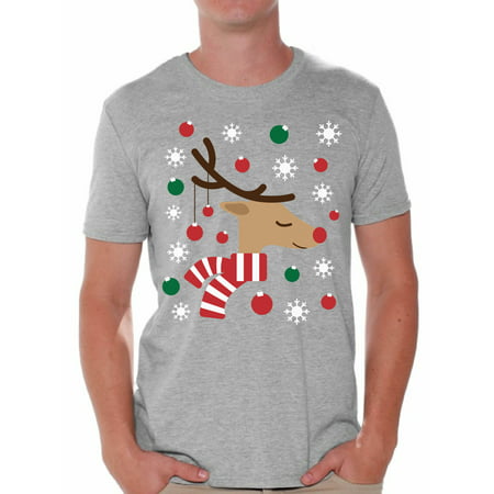 Awkward Styles Reindeer Christmas Lights Tshirt for Men Christmas Deer Ugly Shirt Funny Christmas Shirts for Men Xmas Gifts Holiday Tshirt Reindeer Ugly Christmas T Shirt Xmas Tshirt for Men