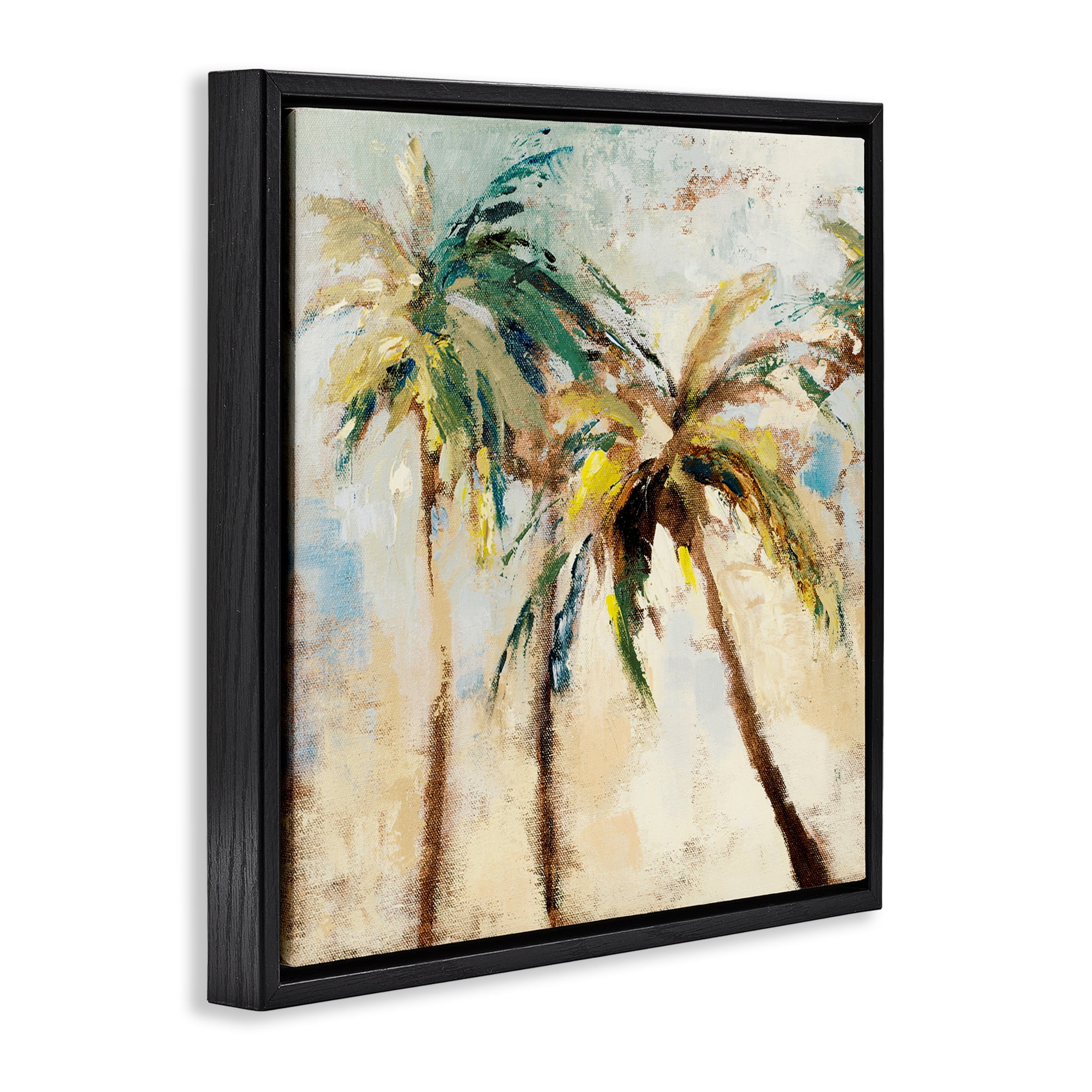 Stupell Industries Tall Palm Trees Abstract Botanical & Floral Painting Black Floater Framed Canvas Art Print Wall Art, 25 x 25