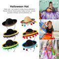 thumbnail image 2 of Happydeer 6Pcs Halloween Sombrero Headband Mexican Party Hats with Plush Pom Poms Holidays Fiestas Cosplay Props (6pcs), 2 of 13