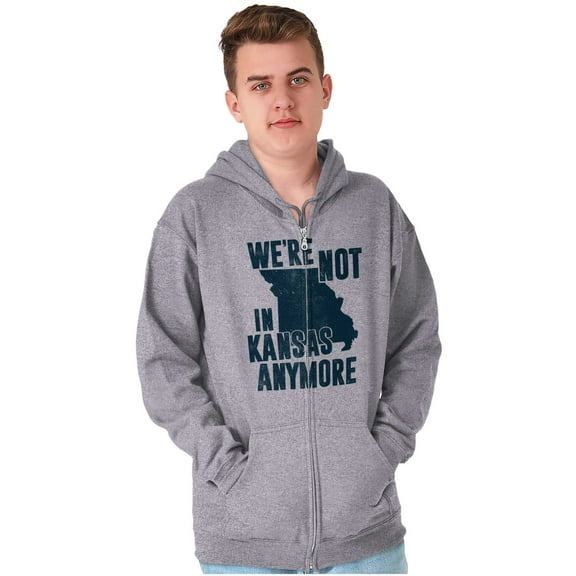 Missouri Not in Kansas Anymore Funny Unisex Fleece Graphic Zip Up Hoodie Brisco Brands 2X