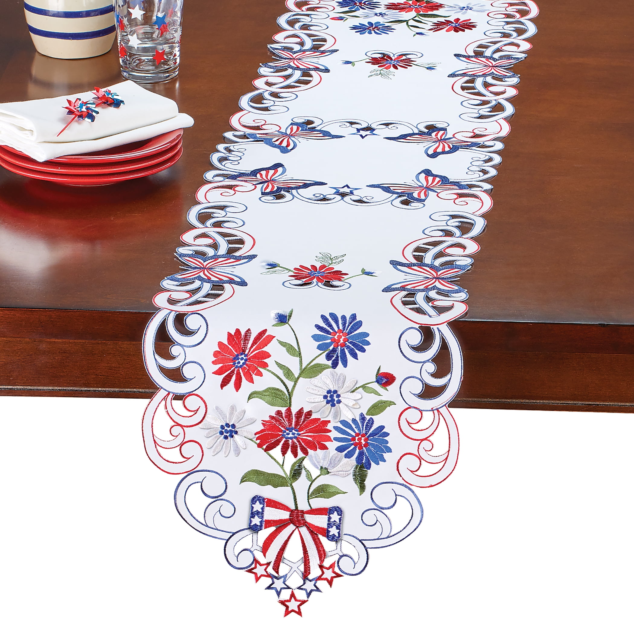 Collections Etc Patriotic Daisies Kitchen and Dining Table Linens
