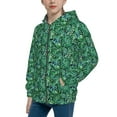 thumbnail image 2 of Kdxio Monstera Leaves Pattern Kids Boys Girls Zip Up Hoodie 3D Printed Hooded Sweatshirt Hoody Coat with Pocket 7-12 Y-Medium, 2 of 6