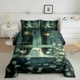 thumbnail image 2 of Manfei Cute Halloween Ghost Full Size Comforter Sets,Rustic Daisy Flower Bedding Comforter Set,Green White Bedding Sets For Teens,Ultra Soft Home Decor Reversible,3pcs, 2 of 8