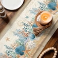 thumbnail image 3 of Starfish Coastal Table Runner 70 Inches, Summer Ocean Coral Conch Seagrass Vintage Brown Bed Runner Dresser Scarves Tabletop for Indoor Outdoor Parties/Ceremony/Banquet, 13" x 70", 3 of 9