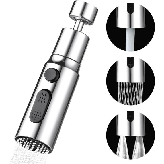 Kitchen Faucet Spray Head 360° Rotatable Spout FM22 M24 Kitchen Sink Faucet 3 Position Attachment Spray Replacement Faucet Aerator Faucet Adapter Accessories G1/2