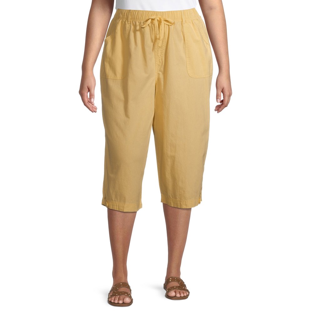 Erika Erika Women's Plus Size Blair Soft Pull On Capris With Snap Hem