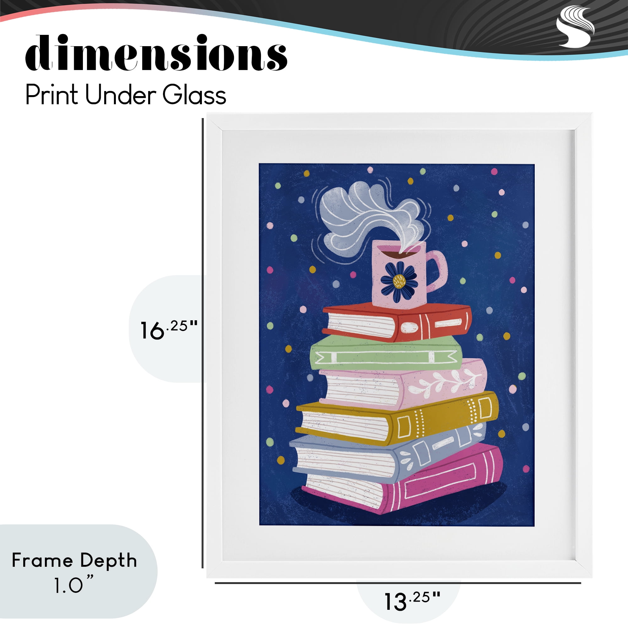 Stupell Industries Book Stack & Cozy Mug White Framed Print Under Glass, design by Vanessa Stoilova