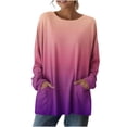thumbnail image 5 of NTACZA Tops Women Gradient Plus Size Tunic with Pocket Tropical Baggy Crew Neck Women Shirts S, 5 of 7