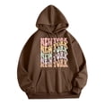 thumbnail image 1 of WEAIXIMIUNG Sweatshirts à Col Rond pour Femmes, Hoodie Décontracté avec Poche, Imprimé Lettres Anglaises, 1 of 3