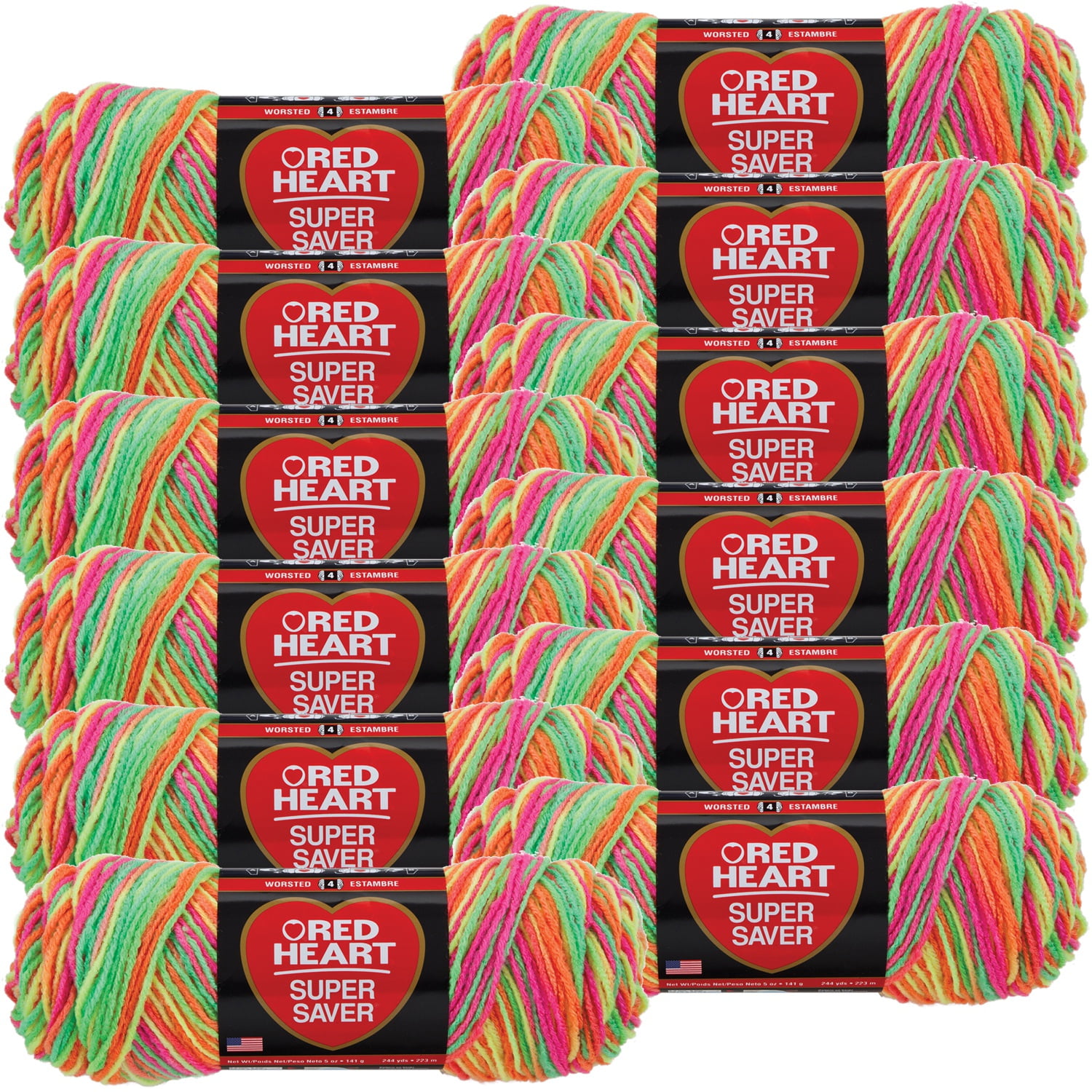 Red Heart Super Saver Yarn Day Glow Acrylic 5oz