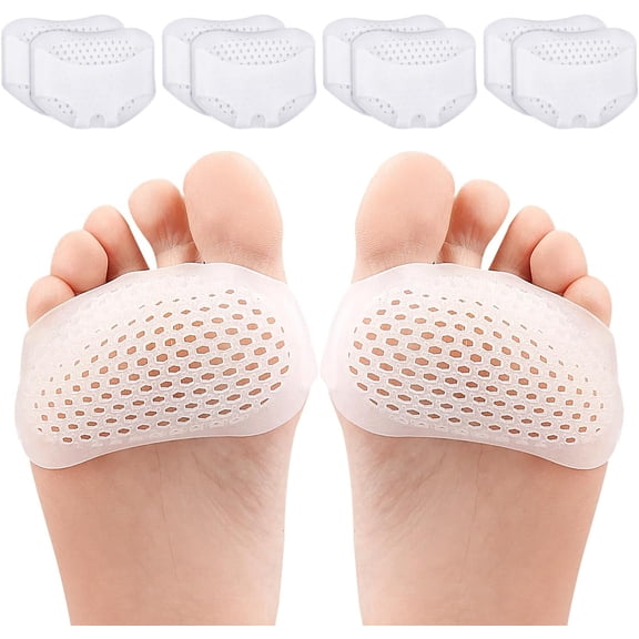 ARVOV Metatarsal Pads 4 Pairs, Gel Ball of Foot Cushions for Forefoot Pain Relief, Shock Absorbing Metatarsalgia Support for Women Men, Reusable Shoe Inserts