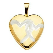 14K Solid Yellow Gold Heart Shaped Locket Pendant Valentines Day Gifts For Her (Polished Heart Locket)