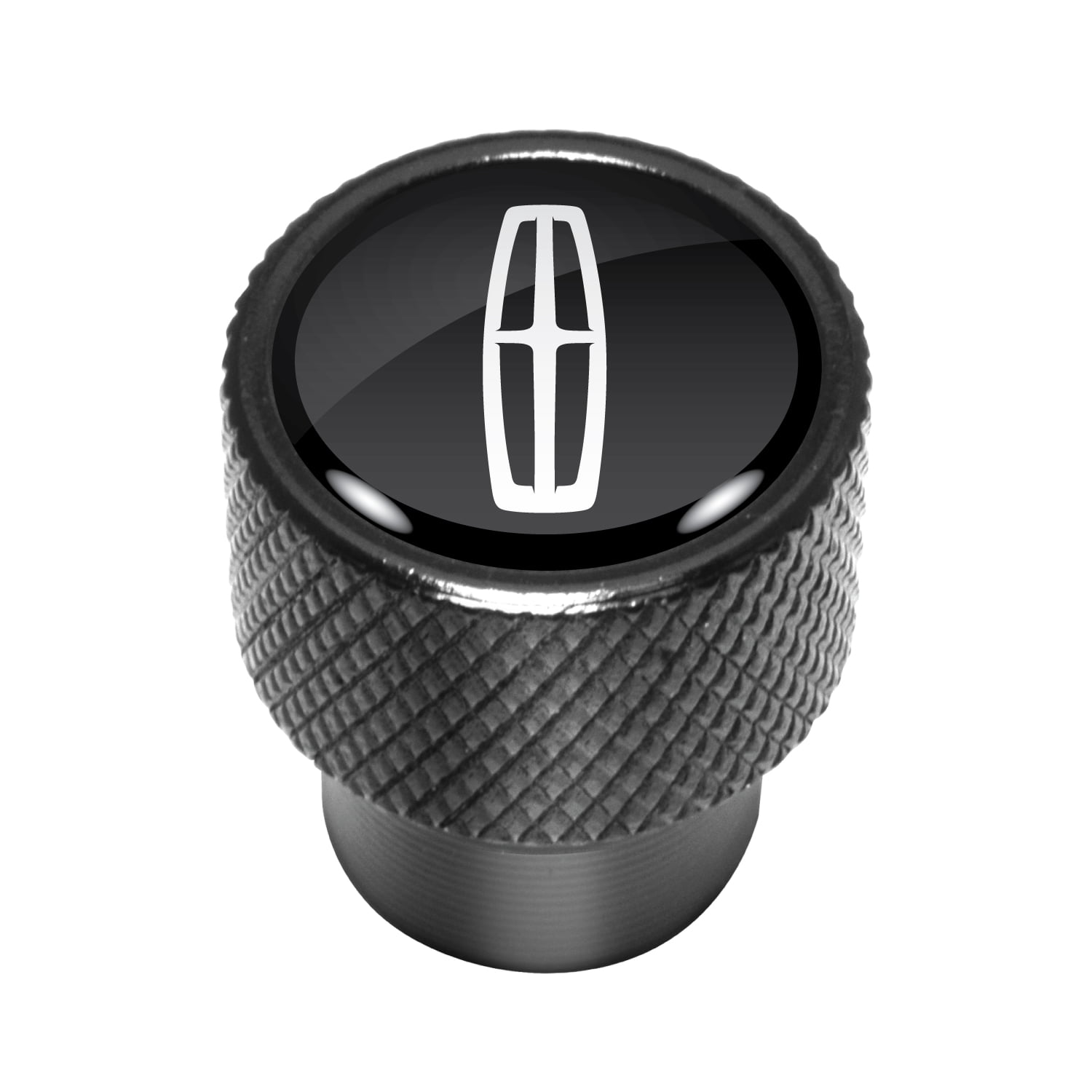 Lincoln logo in Black on Black Aluminum Tire Valve Stem Caps for Navigator MKC